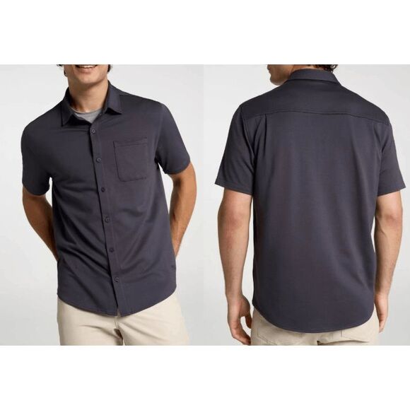 VRST Men's Limitless Short Sleeve Button Up Shirt Charcoal  S - Picture 1 of 7